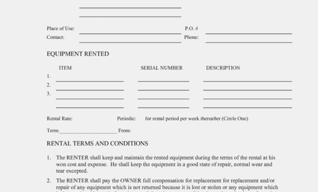 Ten New Thoughts About Equipment Rental  Form Information in Camera Equipment Rental Agreement Template