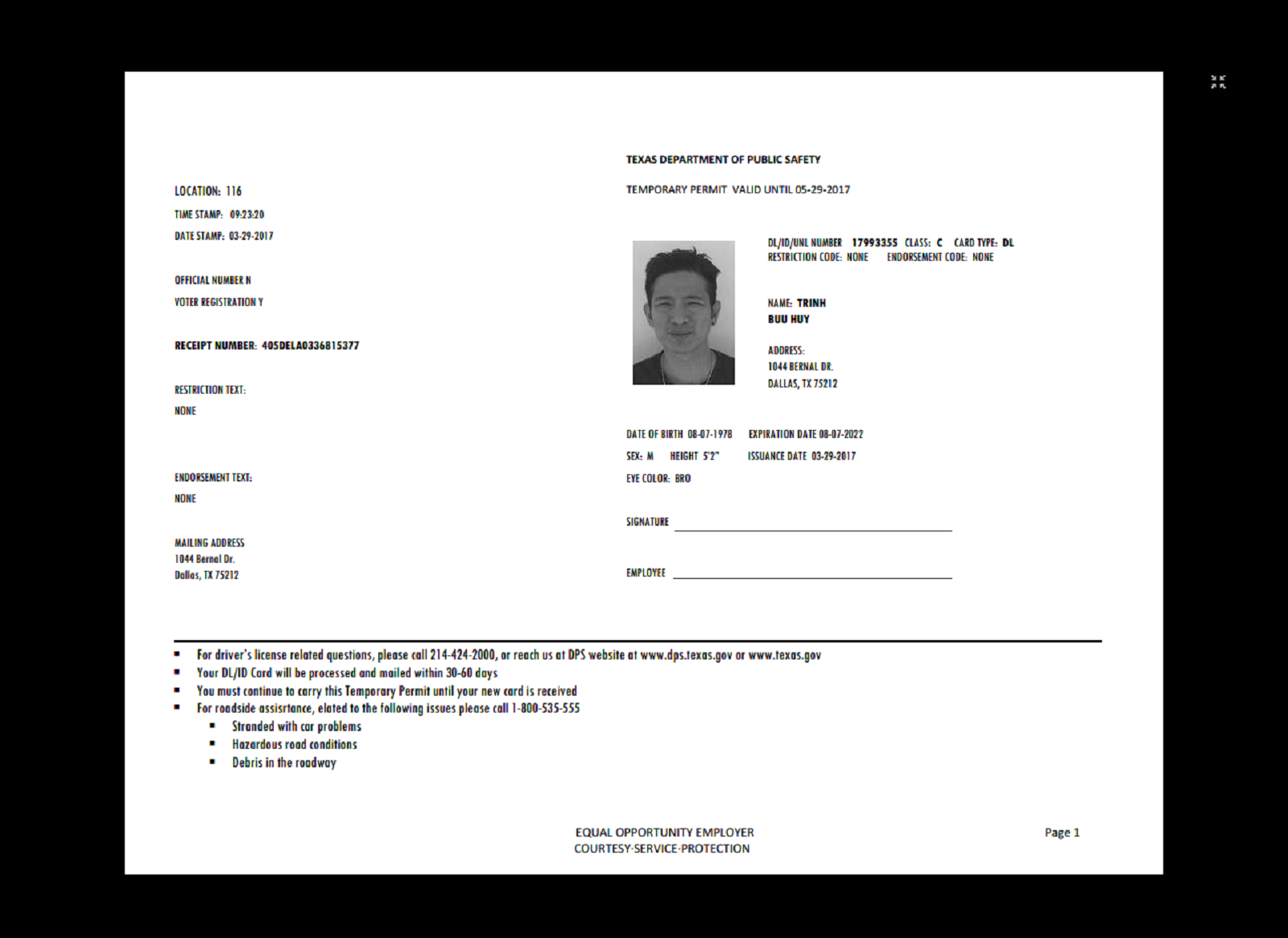 Texas Temp Driver's Permit Template Printable Temporary Custom intended for Texas Id Card Template