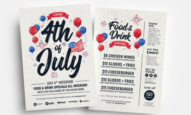 Th Of July Flyer Template  Psd Ai  Vector  Brandpacks intended for 4Th Of July Menu Template