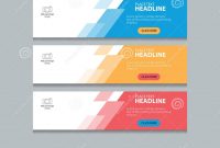 Three Color Web Banner Design Template Background Set Stock Vector pertaining to Website Banner Design Templates