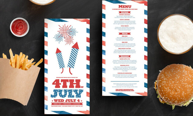 Traditional Th July Dl Rack Card Template In Psd Ai  Vector intended for 4Th Of July Menu Template