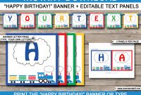 Train Party Banner Template  Happy Birthday Banner  Editable Bunting with Diy Party Banner Template