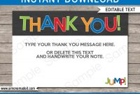 Trampoline Party Thank You Cards Template – Boys intended for Soccer Thank You Card Template