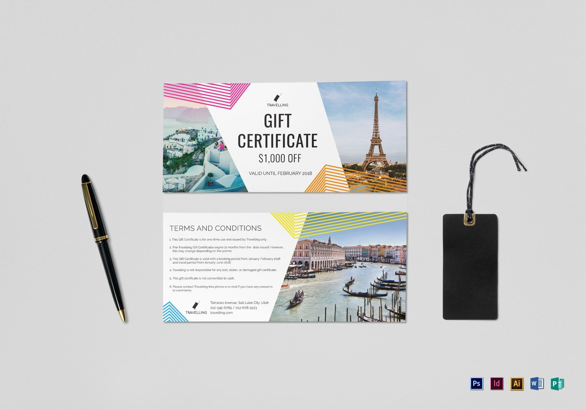 Travel Gift Certificate Design Template In Psd Word Publisher throughout Gift Certificate Template Indesign