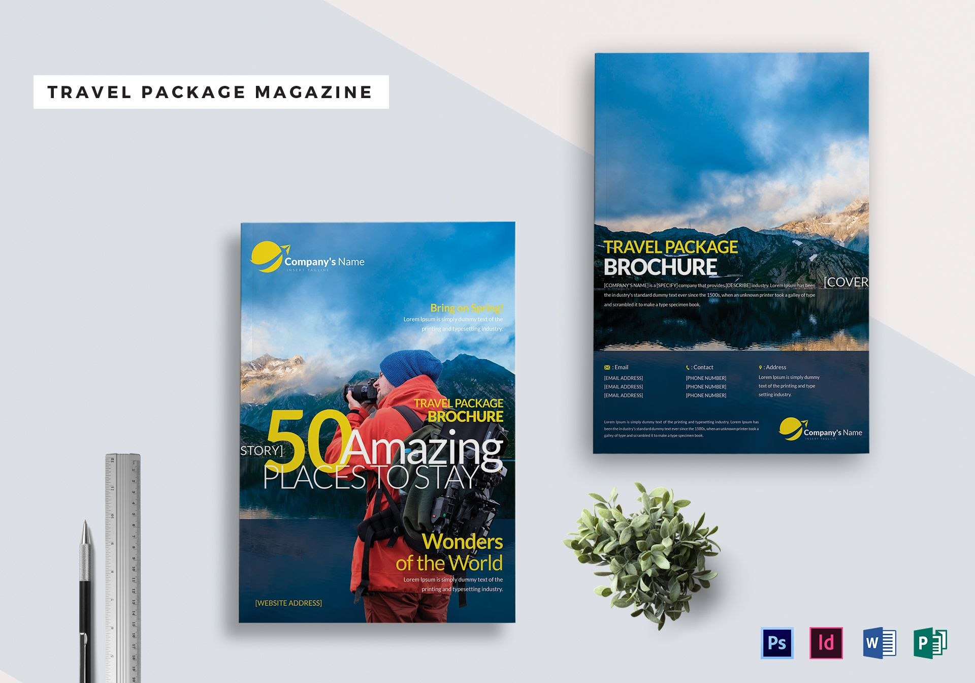 Travel Package Magazine Template In Psd Word Publisher Indesign regarding Magazine Ad Template Word