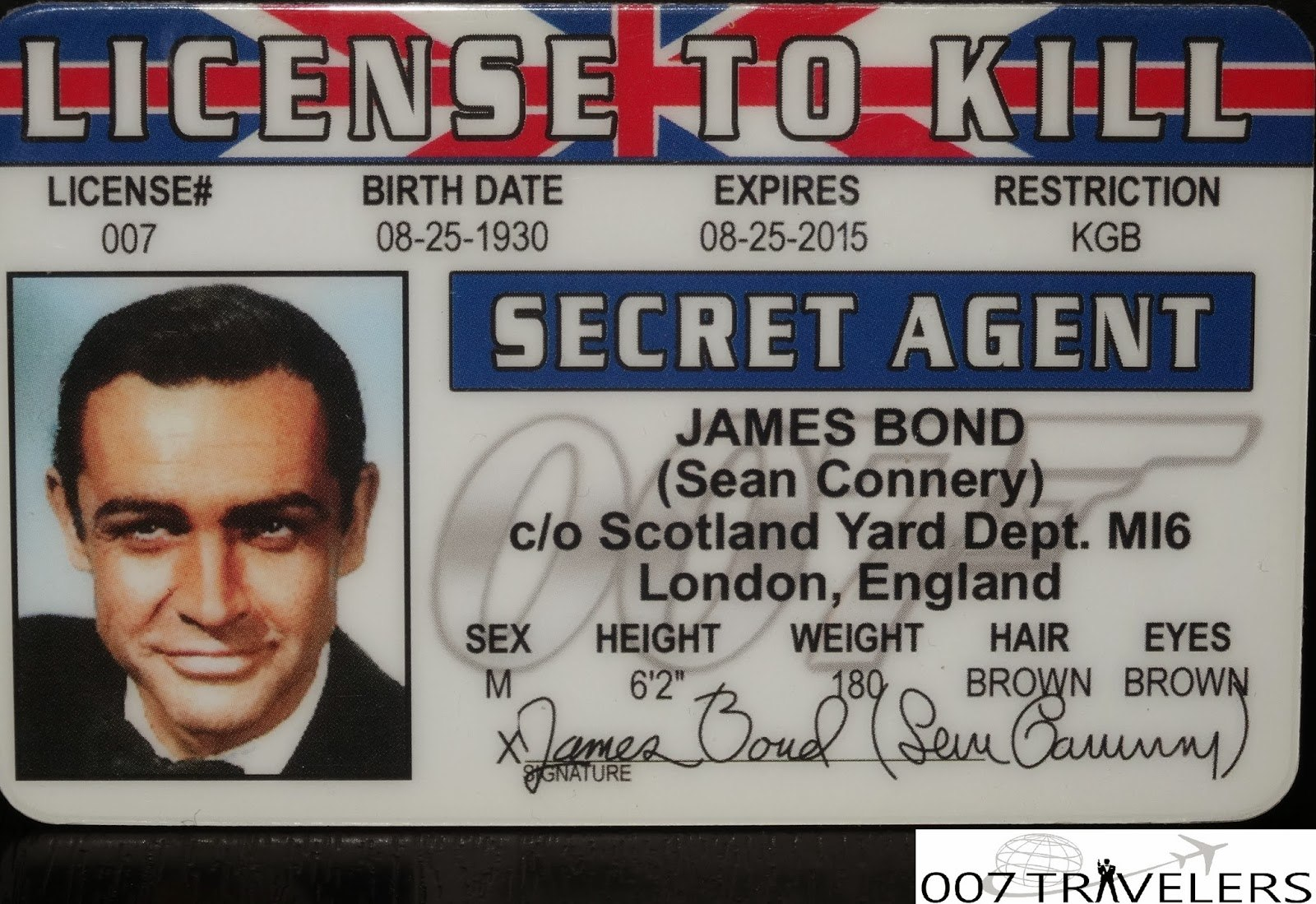 Travelers  Item License To Kill Id Card for Mi6 Id Card Template