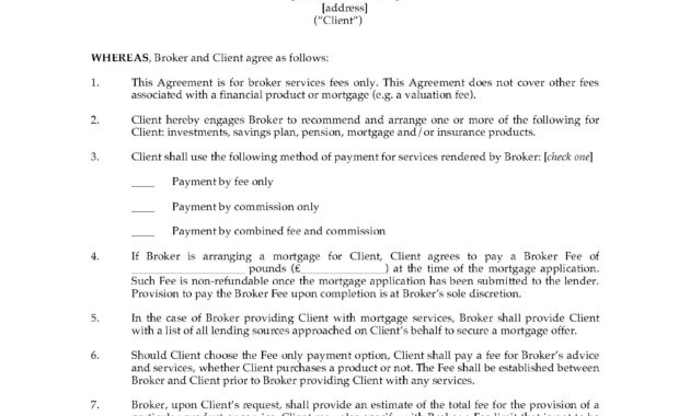 Uk Broker Fee Agreement For Financial Services  Legal Forms And in Business Broker Agreement Template