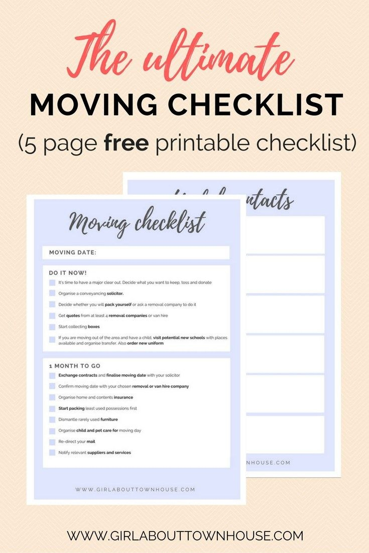 Ultimate Moving Checklist Free Printable  Ingomar House  Moving in Moving House Cards Template Free