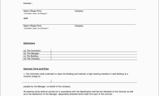 Unique Free Cleaning Service Contract Template  Best Of Template in Janitorial Service Agreement Template