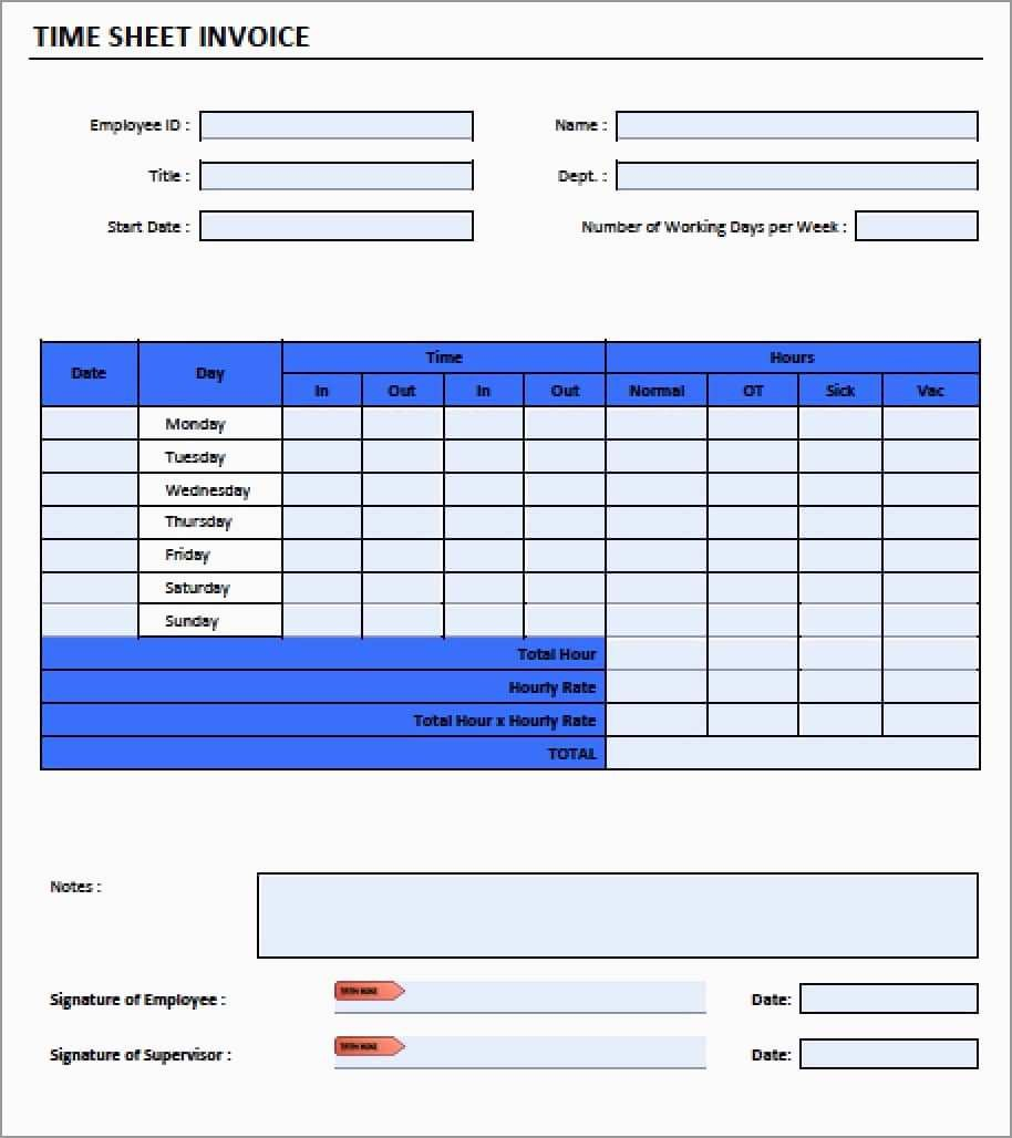 Unique Timesheet Invoice Template Free  Best Of Template in Timesheet Invoice Template Excel