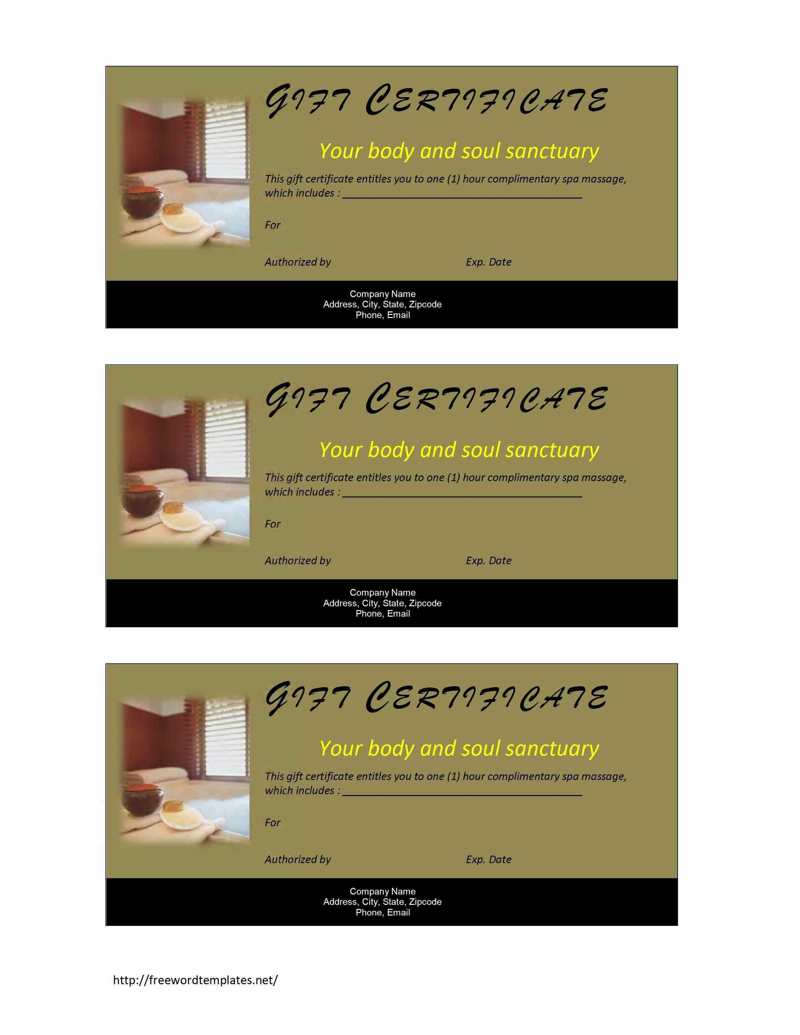 Valentine Massage Gift Certificate Template Gift Certificate Non inside Spa Day Gift Certificate Template