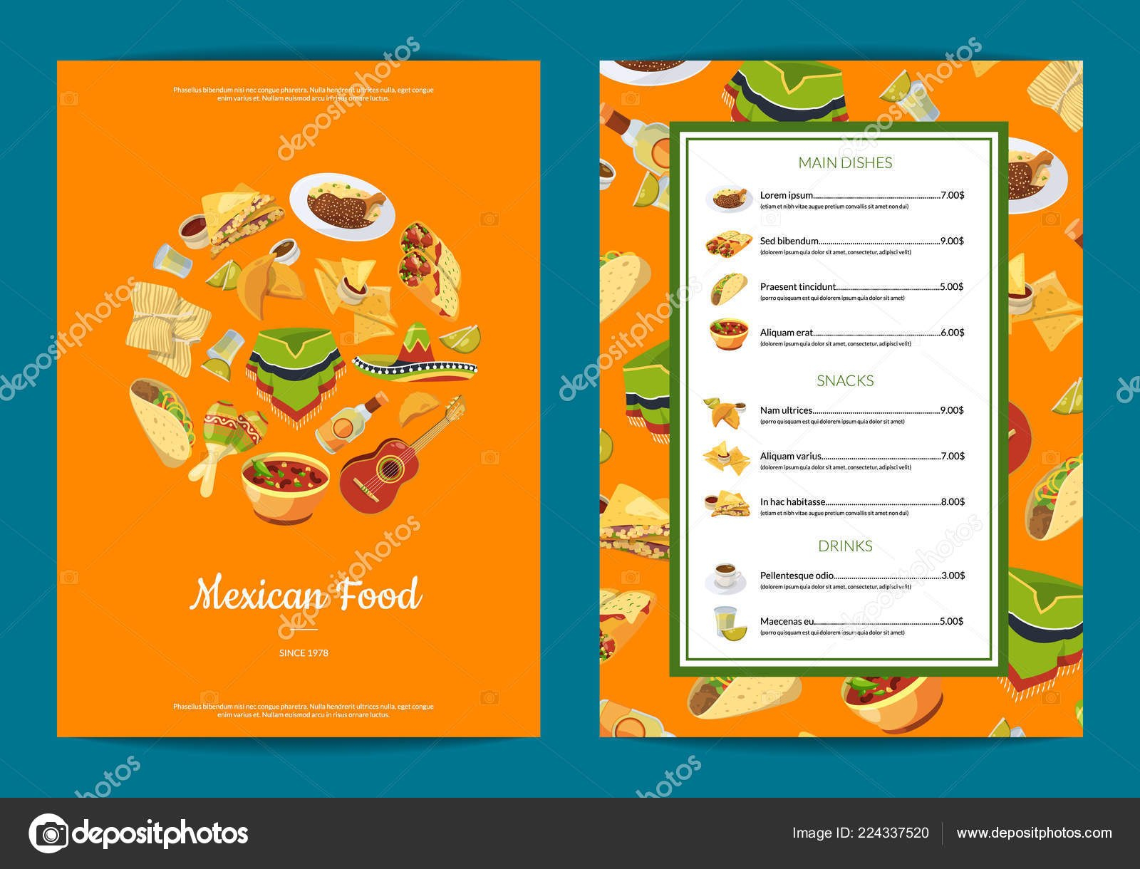 Vector Cartoon Mexican Food Cafe Or Restaurant Menu Template with regard to Mexican Menu Template Free Download