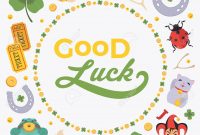 Vector Decorating Design Made Of Lucky Charms And The Words intended for Good Luck Card Template