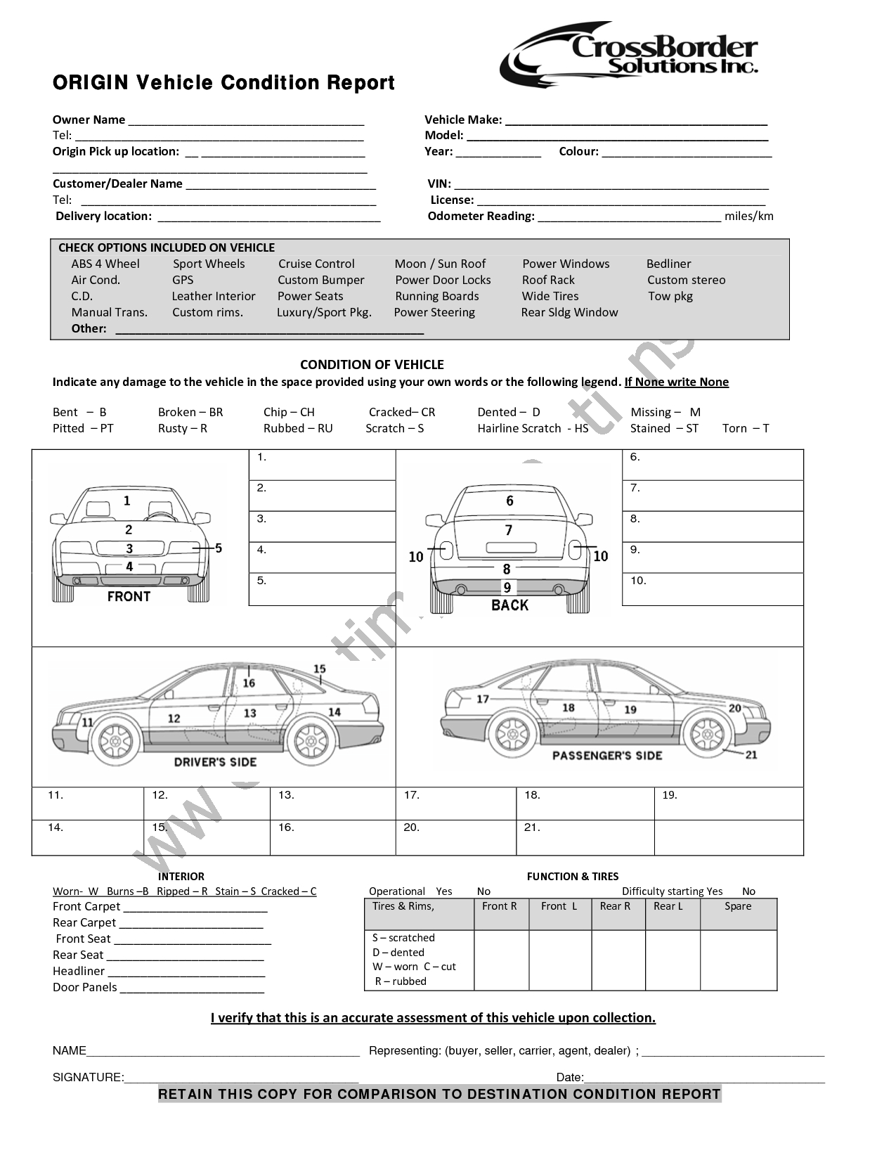 Vehicle Condition Report Templates  Word Excel Samples regarding Truck Condition Report Template