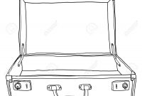 Vintage Luggage  Suitcases Travel Open Is Empty Cute Lineart throughout Blank Suitcase Template