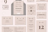Vintage Minimal Wedding Invitation Card Collection Set Template pertaining to Wedding Card Size Template