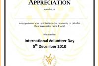 Volunteer Appreciation Certificate Templatecertification Of throughout Volunteer Certificate Template