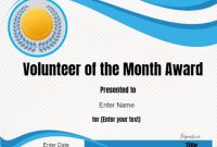 Volunteer Of The Month Certificate Template  Conie In for Volunteer Award Certificate Template