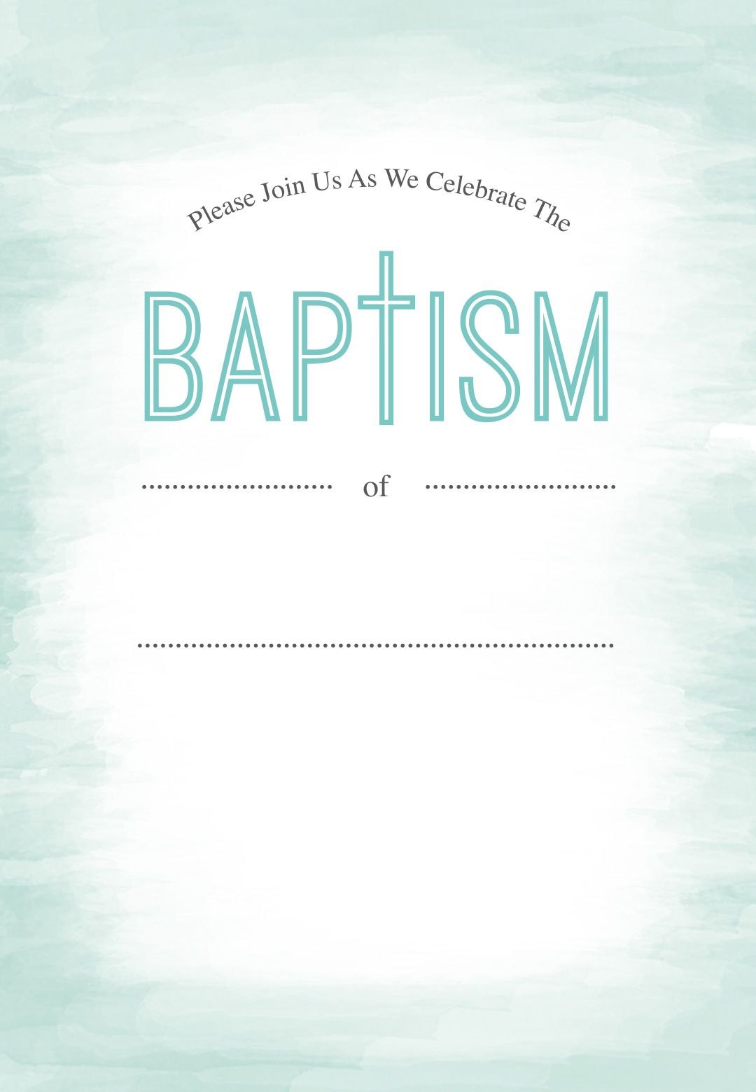 Water  Free Printable Baptism  Christening Invitation Template in Blank Christening Invitation Templates