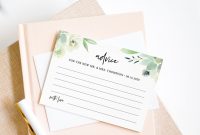 Wedding Advice Card Template Bridal Shower Advice Succulent within Marriage Advice Cards Templates