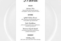 Wedding Menu Template For Microsoft Word • Printable Instant intended for Rehearsal Dinner Menu Template