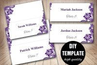 Wedding Placecard Template Foldover Diy Purple Place  Etsy throughout Fold Over Place Card Template