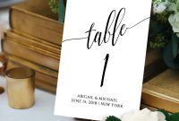 Wedding Table Number Card Template Calligraphy Editable regarding Table Number Cards Template