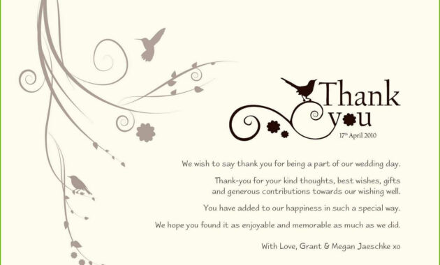 Wedding Thank You Card Examples Elegant Wedding Thank You Templates within Template For Wedding Thank You Cards