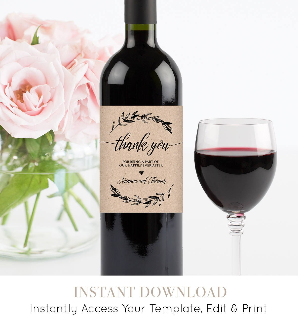 Wedding Wine Bottle Label Printable Wine Label Template within Diy Wine Label Template