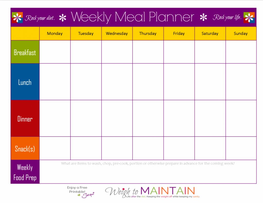 Weekly Food Chart Template Meal Schedule Template Planner Templat ...