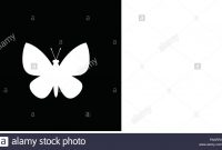 White Silhouette Of Butterfly Isolated On Black Background Vector with regard to Butterfly Labels Templates