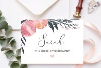 Will You Be My Bridesmaid Card Bridesmaid Proposal Card Floral  Etsy inside Will You Be My Bridesmaid Card Template