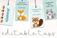 Woodland Baby Shower Labels  Printable Gift Tags  Baby Shower intended for Baby Shower Label Template For Favors