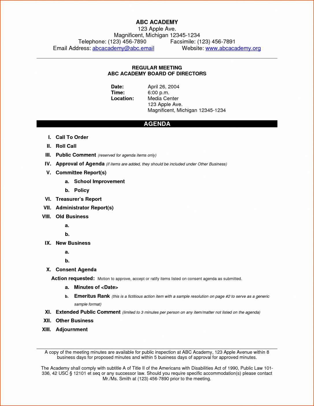 Agenda Format For A Meeting Sample Template Sufficient With Save inside Consent Agenda Template