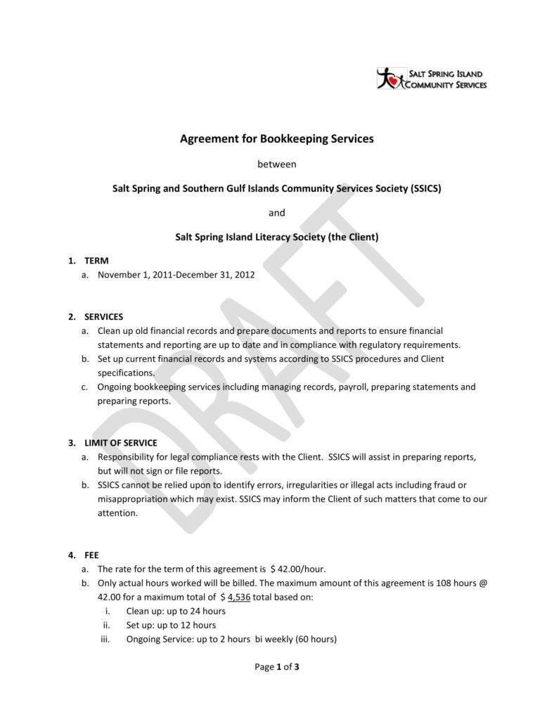Bookkeeping Contract Templates  Pdf Word  Free  Premium Templates within Bookkeeping Letter Of Engagement Template