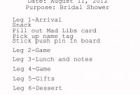 Bridal Shower Itinerary Template  Around The World Bridal Shower Or inside Baby Shower Agenda Template