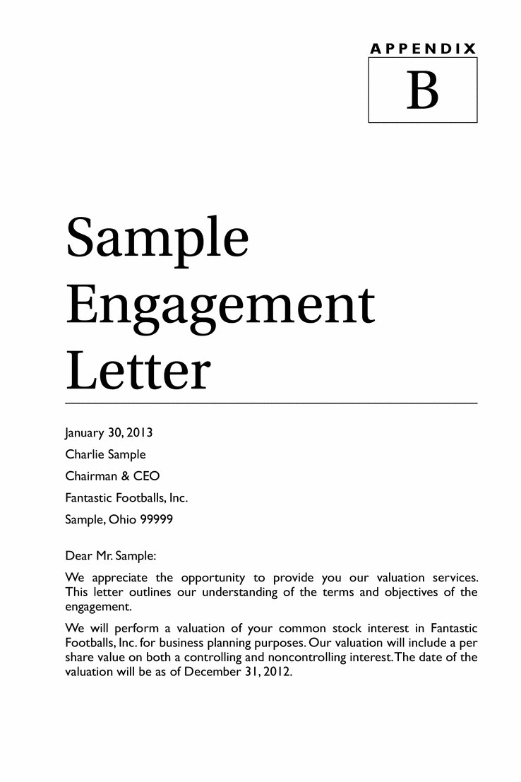 Business Valuation Engagement Letter Template Examples  Letter throughout Valuation Letter Template