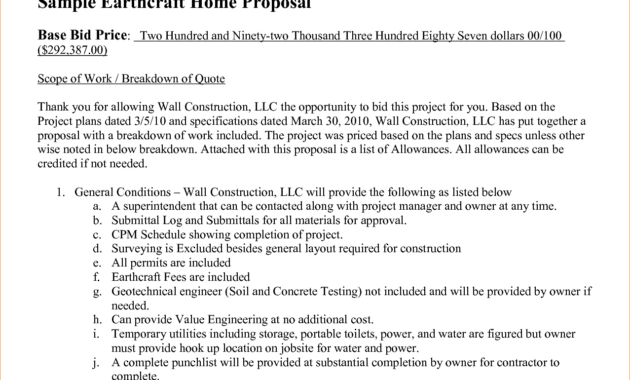 Construction Proposal Example   Construction Proposal Template with Unsolicited Proposal Template