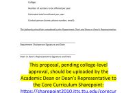 Core Curriculum Course Proposal Template for Course Proposal Template