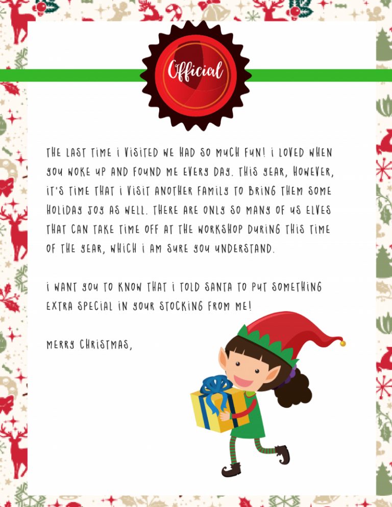 Elf On The Shelf Goodbye Letter Free Printable for Goodbye Letter From ...