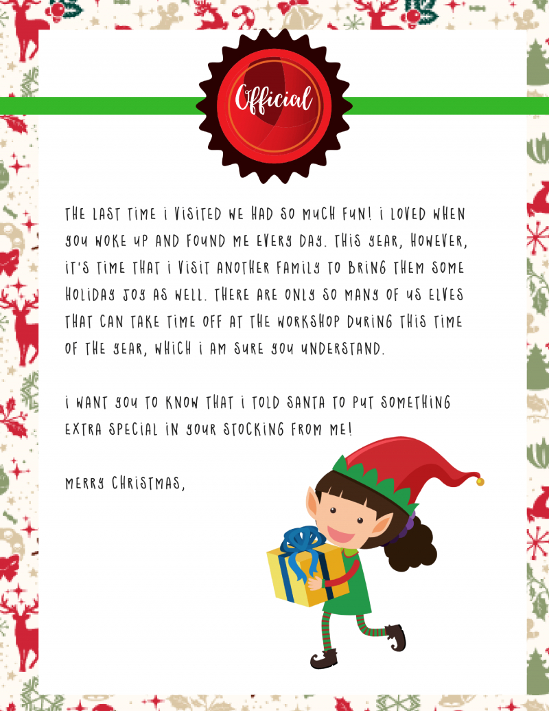 Elf On The Shelf Goodbye Letter  Free Printable throughout Elf On The Shelf Goodbye Letter Template