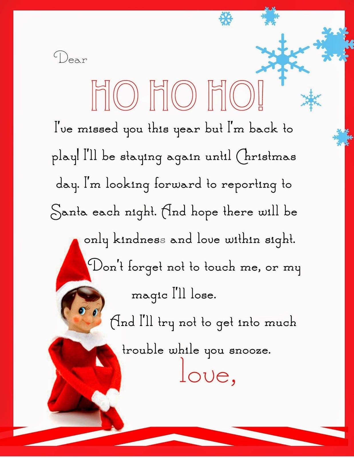 Elf On The Shelf Letter Free Printable  Christmas  Elf On The intended for Elf On The Shelf Letter From Santa Template