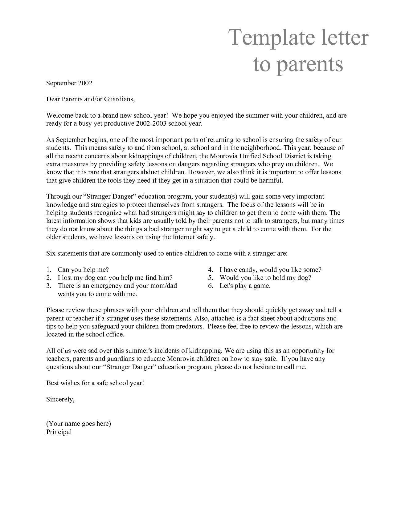 Example Of Teacher Letter Home To Parents Beginning One The Year in Letter To Parents Template From Teachers