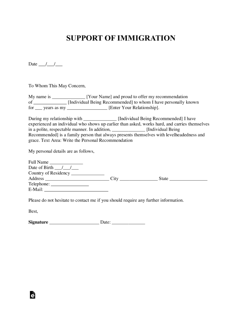 Free Character Reference Letter For Immigration Template  Examples with regard to Example And Template For Personal Or Character Reference Letter