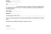 Free Credit Report Dispute Letter Template  Sample  Word  Pdf throughout Dispute Letter To Creditor Template