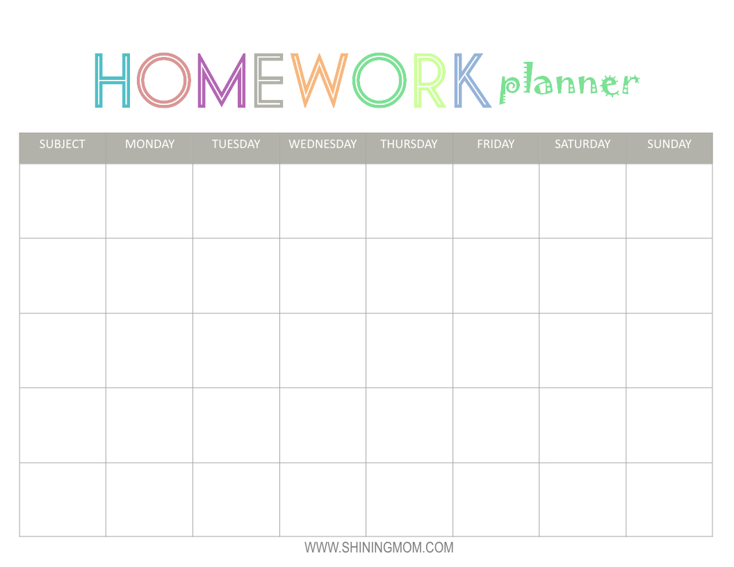 Free Printable Homework Planner  Top Free Printables  Homework throughout Homework Agenda Template