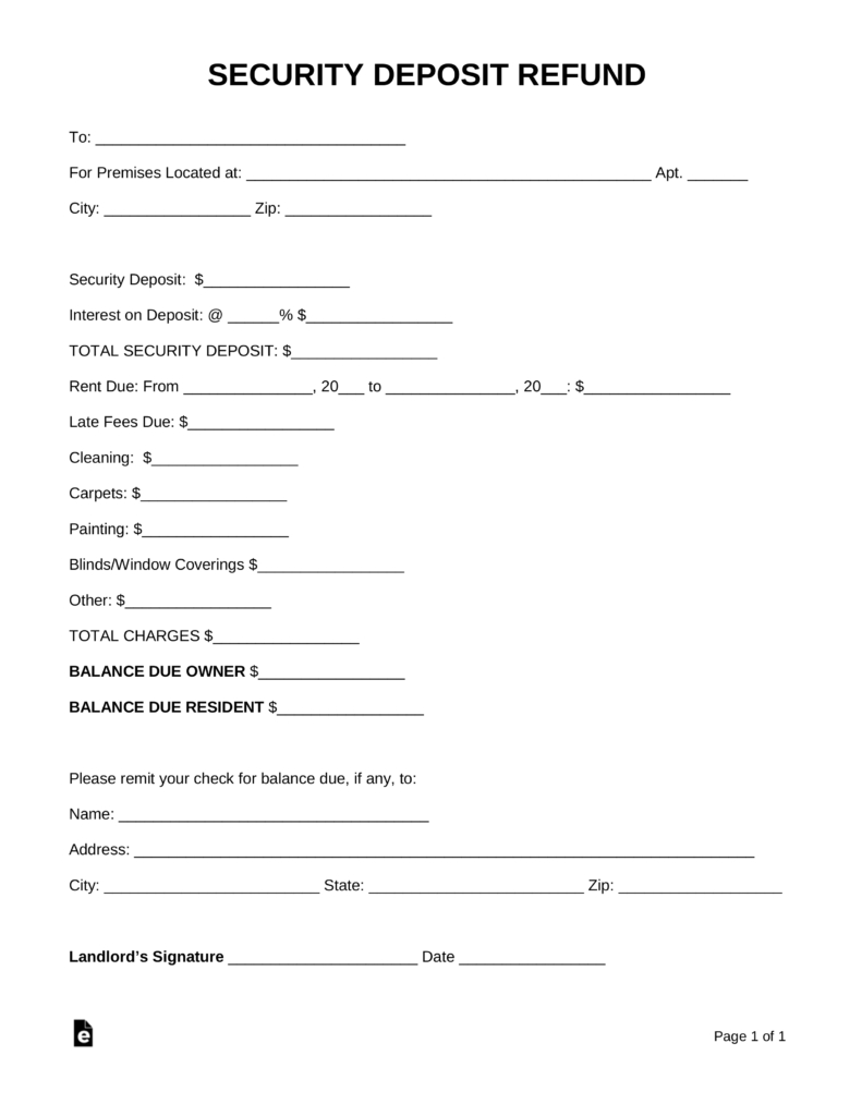 Free Security Deposit Return Letter  Pdf  Word  Eforms – Free throughout Bank Charges Refund Letter Template