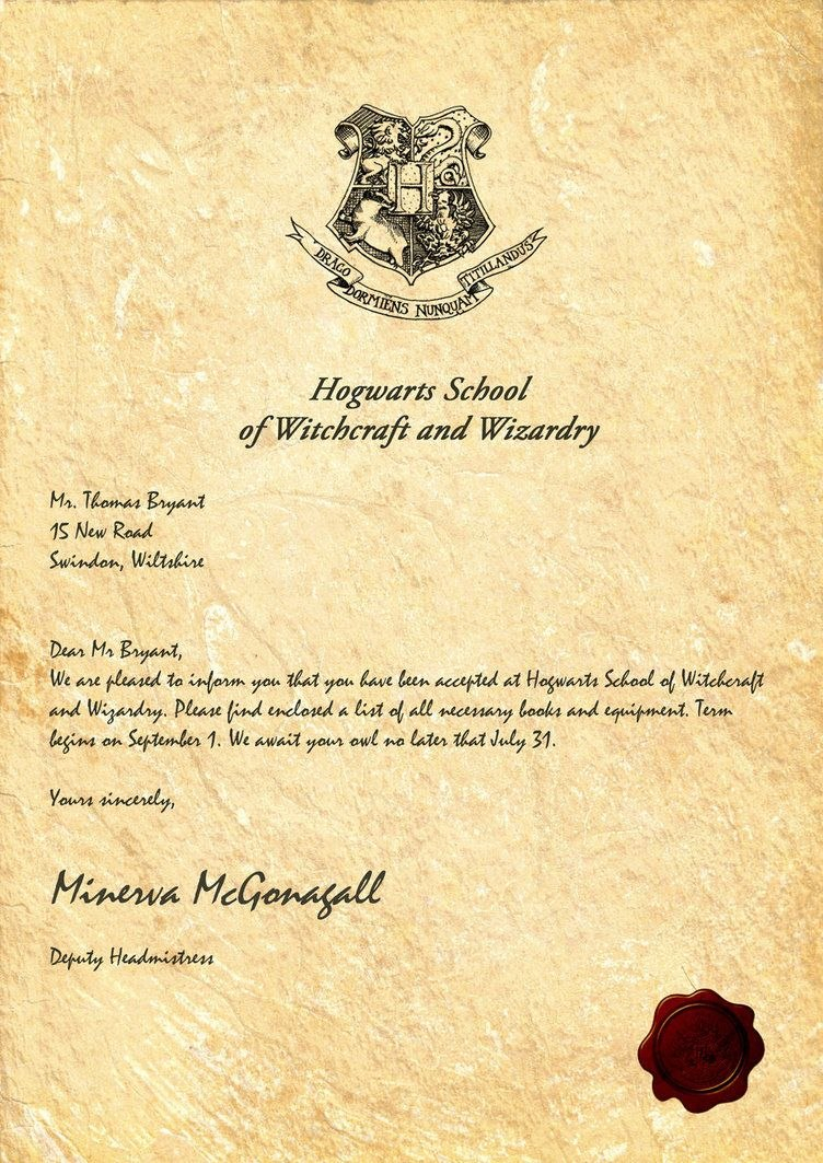 Hogwarts Acceptance Letterlegiondesign  Harry Potter Party with regard to Harry Potter Letter Template