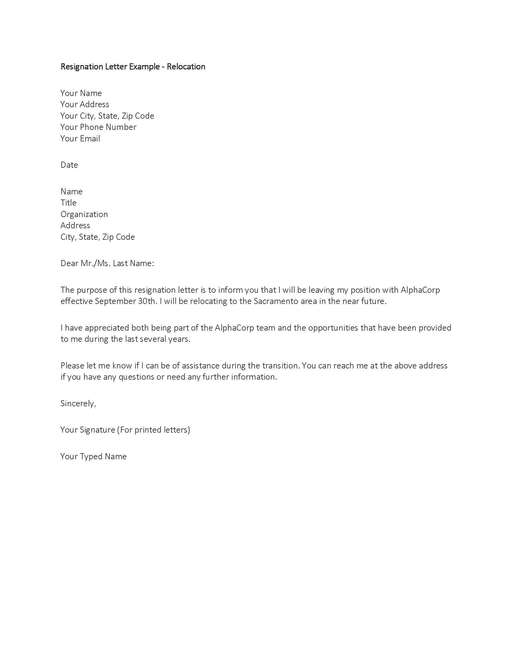 Letter Of Resignation Template Letters Example Format Quit Letter pertaining to Standard Resignation Letter Template
