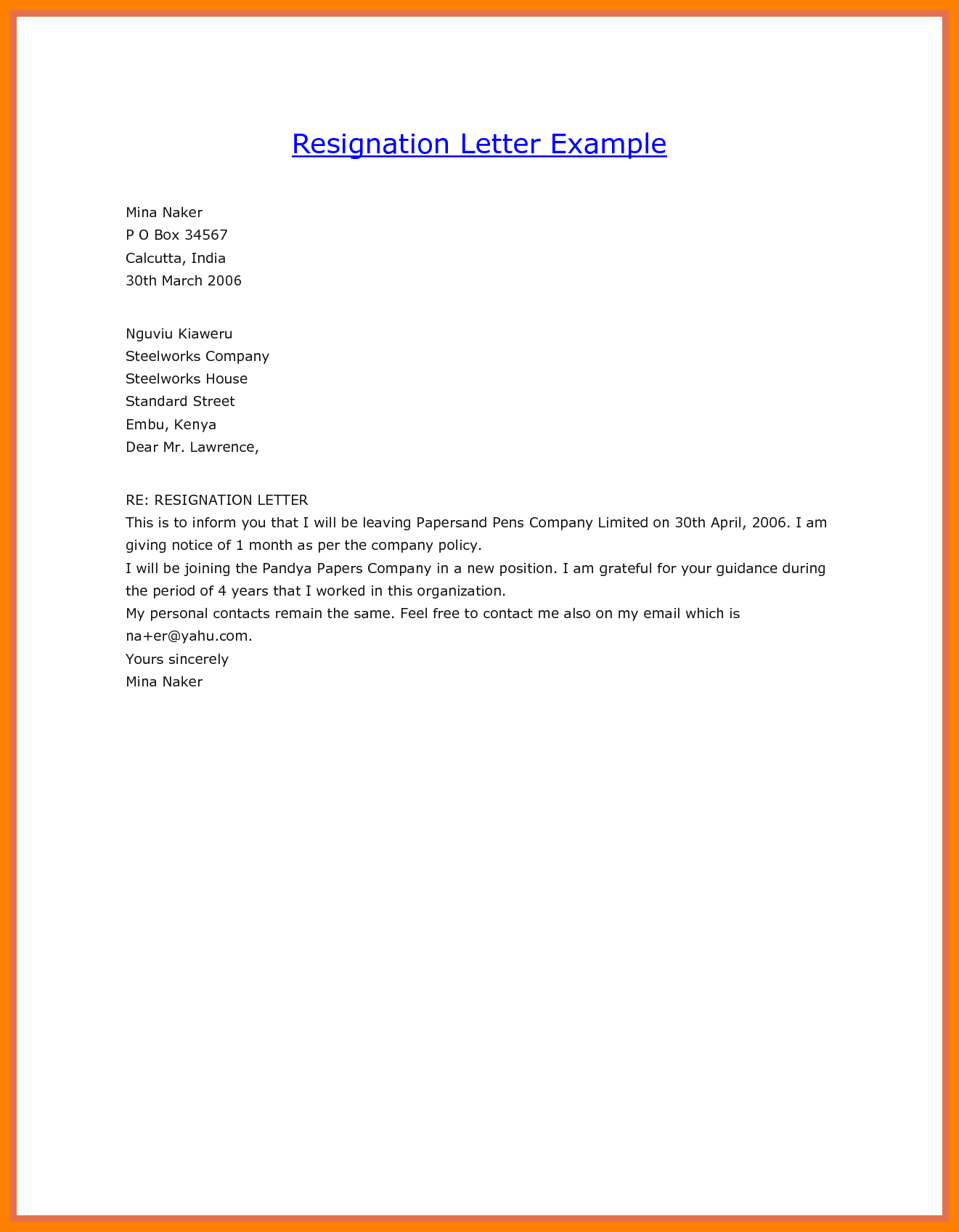 Letter Ofesignation Template Ideas Free Samples Letters Sample with ...